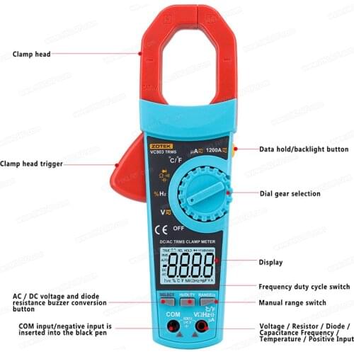 ZOTEK VC903 Digital Multimeter 1200A AC DC Current Voltage Tester
