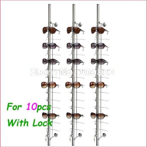 ST010L hold for 10pcs aluminium sunglasses eyeglass display rod with lock