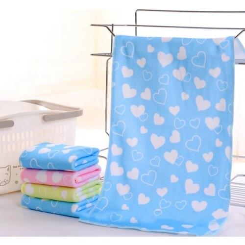 Baby Bath Towel Cartoon Animal Heart Print Bath Towel Absorbent Drying Swimwear Cotton Kids Towels