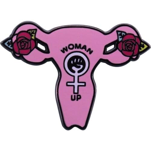 GIRL POWER Anatomical Uterus Enamel Lapel Pin Female Empowerment Badge