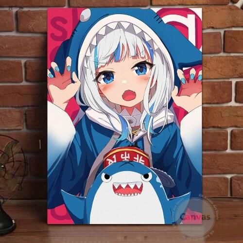 Canvas Anime Gawr Gura Home Decoration Paintings Poster HD Prints Wall Art Modular Living Room
