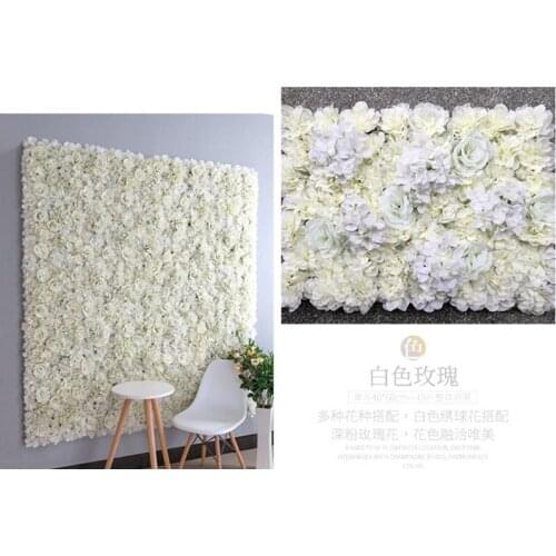 40X60cm Artificial Silk Flower Wall Panel White Flowers Hydrangea Wedding Decoration Wedding Party Backdrop Decor