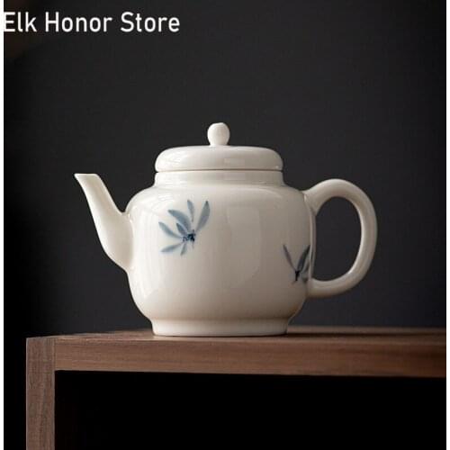 190ml Hand-painted Butterfly Orchid Ceramic Teapot Small Single Tea Maker Tea Pot Chinese Kung Fu Puer Tea Set Household Teaware