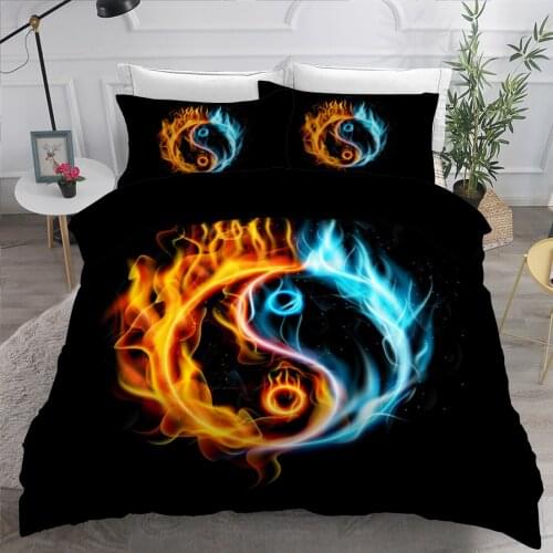 3D Duvet Cover Sets Quilt Covers Comforter Case Set Bedding King Queen Twin Double Single Size Bed Linens Yin Ying 210*210cm