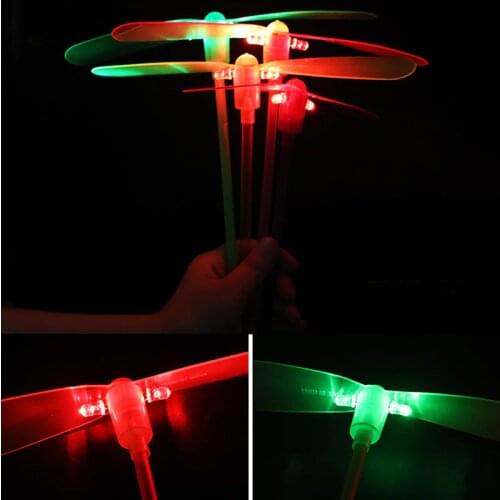Outdoor Cool Bamboo Dragonfly Flying Toy Creative Novelty LED Luminous Glow Night Children Fly Arrow DS29