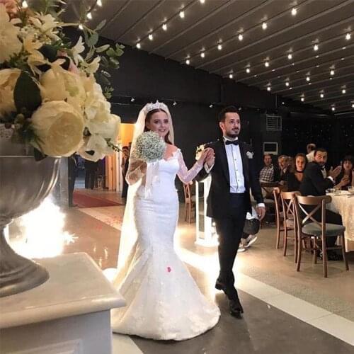 Lace Mermaid Wedding Dresses 2021 Long Sleeve Appliques Arabic Chapel Garden Country Bridal Gowns vestidos de novia Plus Size