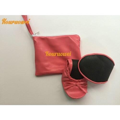 Hot selling Gold Roll Up Fold Flats after Party Shoes with Pocket Bag