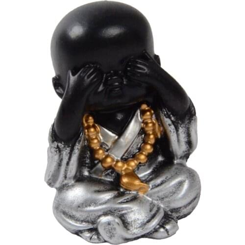 Small Buddha Statue Monk Figurine Sculptures Resin Craft Home Shop Decor