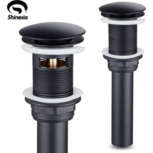 Shinesia Matte Black Drain Bathroom Lavatory Basin Sink Pop-Up Solid Round Carved Cover With & Without Overflow Drainer