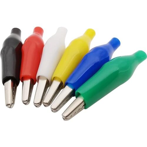 35mm Insulation Metal Alligator clip electric Crocodile Electrical Test Clamp with Protective Insulation Car Connector Six Color