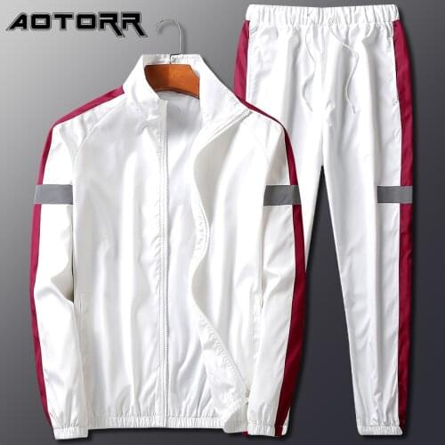 Tracksuit Men 2021 Autumn Casual Cardigan Reflective Set Fashion Street Trend Hip Hop Sweatshirt Sweatpants 2 Piece Mens Sets