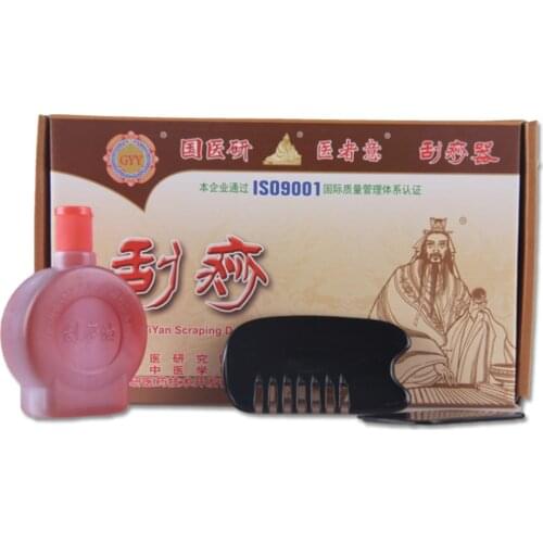 Buffalo Horn and jade Guasha Board Set with oil Massage Guasha Board set Horn Gua Sha Massage Board Scraping Plates