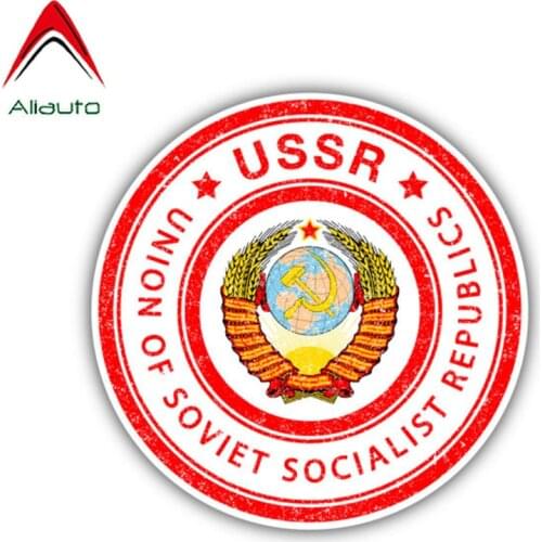 Aliauto Union of Soviet Socialist Republics Decal Ussr Flag Body Decoration Sticker Motorcycles Car Accessories Vinyl,12cm*12cm