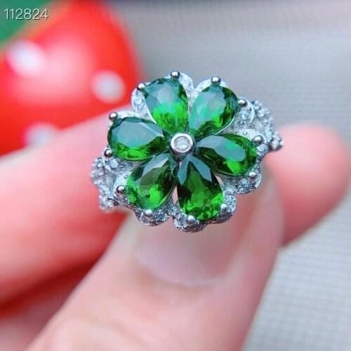 New Style Flower 100% Natural And Real Peridot ring 925 sterling silver Wholesale Fine jewelry Gemstone