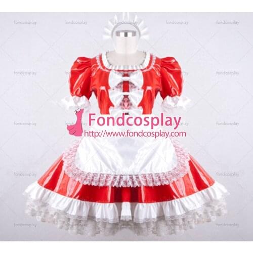 Sissy Maid Dress Lockable Red Pvc Dress Uniform Dress Cosplay Costume Custom-made[G795]