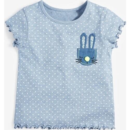1-7Y Girls 100% Cotton Kids t-shirt Rabbit Brand Summer Short Sleeve Infant Children Dots Tee Baby Girl Clothes Bebe Casual Tops