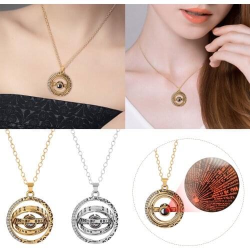 Astrosphere projection Necklace womens gold silver shining crystal chain necklace fashion jewelry pearl necklace 2021