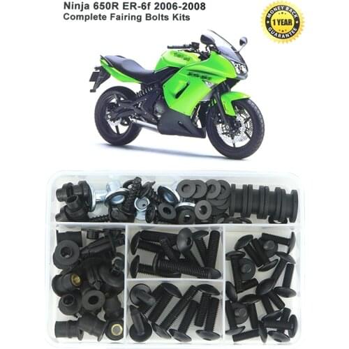 Fit Fit For Kawasaki Ninja 650R ER-6f 2006 2007 2008 Motorcycle Completed Full Fairing Bolts Kit Clip Washer Nuts Fastener Steel