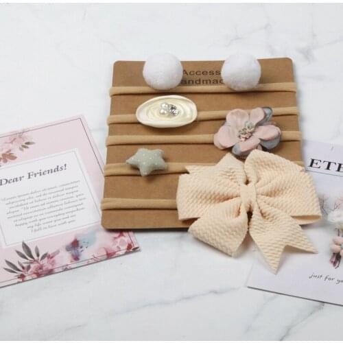 New Baby Headband Set Flowers Headwear Bowknot girls Nylon headbands Baby Headwear Kids Elastic Children Hair Accessories