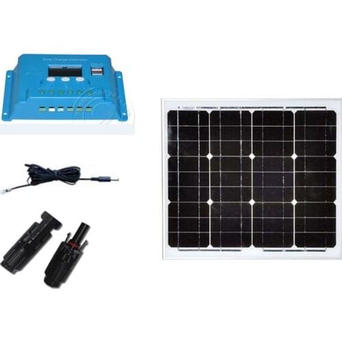 PV Panel 12v 30w Solar Charge Controller 12v/24v 10A PWM LCD Car Camp Caravan Rv Camping Caravan Phone Charger LM