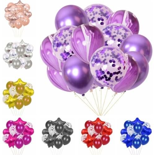 Multiple Colour Star Heart Mix Sequin Latex Ballloon Set Children Happy Birthday Party Supply Wedding Engagements Decoration