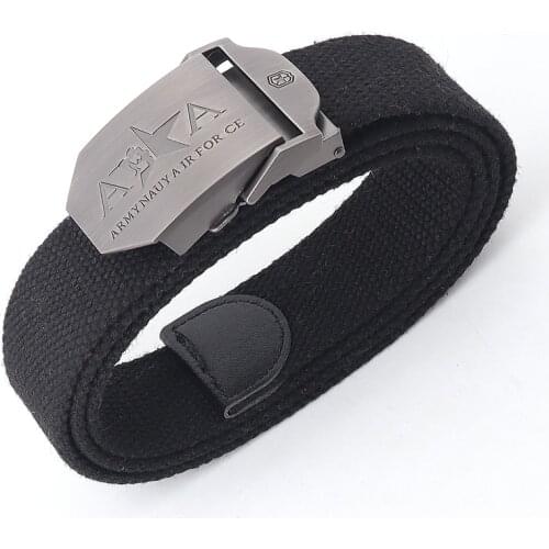 Men&Women Military Canvas Belt Metal Automatic Buckle Outdoor Military Training Tactical Belt Police Unisex Hunting Jeans Girdle