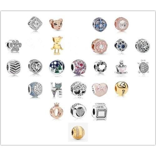 925 Sterling Silver Rose Gold Pink Sparkle Flower With Crystal Beads Charm Fit Pan Bracelet & Necklace Diy Jewelry