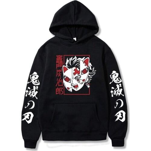 Japanese Anime Demon Slayer Hoodies Unisex Long Sleeve Streetwear Kawaii Angry Boys Tanjirou Kamado Manga Harajuku Sweatshirts