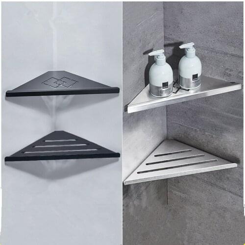 Bathroom Shelves Corner Storage Shelf Stainless Steel Triangle Towel Storage Punching Shower Rack Bathroom Accessories