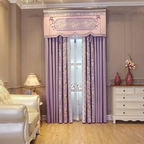 High-grade Double-sided Chenille purple Curtains for Living Dining Room Bedroom Embroidered Window Screen European Curtain