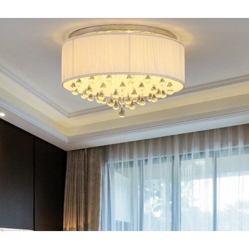 Flush ceiling mount chandeliers for Foyer Bedroom Wedding Chandelier with White Lamp shades K9 water drop Chandelier