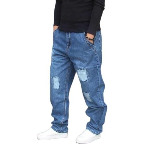 Harem Ripped Jeans Men Loose Baggy Denim Pants Disstressed Patchwork Casual Trousers Streetwear Joggers Man Clothing