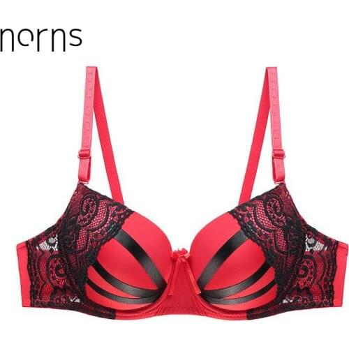 Norns women underwear set plus size bra sexy bra underwear embroidery black bra push up red lace plus size transparent