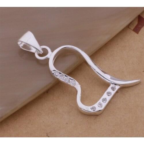 AN155 stearling silver color color Necklace silver color color fashion jewelry pendant heart inlaid stone /avuajnba agsaixza