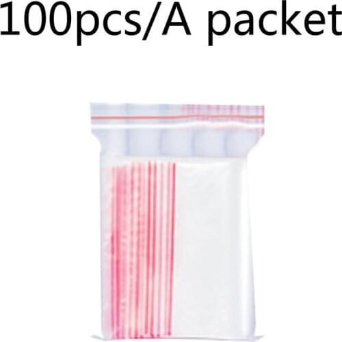 100PCS/SET Durable Use Transparent Jewelry Ziplock Zip Zipped Lock Reclosable Plastic Poly Clear Bags Storage Bag
