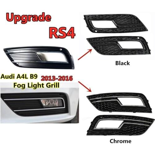 2pcs Car Front Bumper original modified fog light grill fog lamp frame for audi a4l b9 2013 2014 2015 2016 upgrade RS4 honeycomb