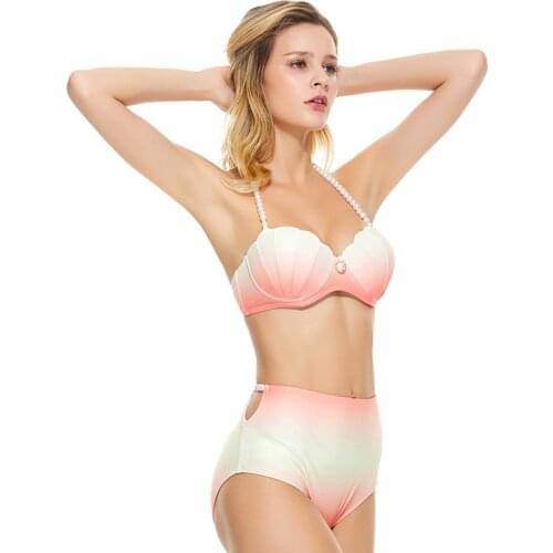 2021 Sexy Women Shell Pearl Bikini Swimsuit Swimwear Female Bandeau Thong Brazilian Biquini Bikini Set Bathing Suit Bather