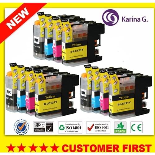 3sets/12PCS Compatible ink cartridges for LC121 MFC-J470DW/J650DW/J870DW/J245/LC-121 for DCP-J552DW/J752DW/J132W/J152W