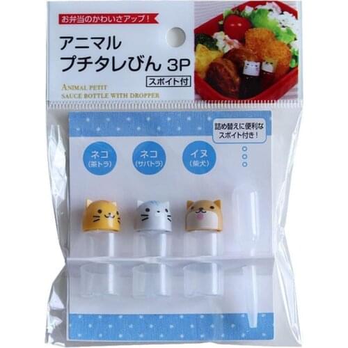 3Pcs/Set Mini Seasoning Squeeze Sauce Bottle Portable Plastic Sauce Containers With Dropper Cartoon Seasoning Salad Bottle