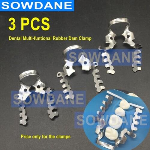 3 pcs New Dental Multi-functional Rubber Dam Clamps Dental Special Clamps Clip Stainless steel Dentist Ortho Materials