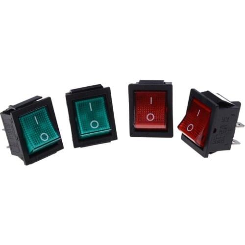 4 Pin Light On/off Boat Button Switch 250V 15A Green Red Colors 25X31MM 2Pcs/Lot