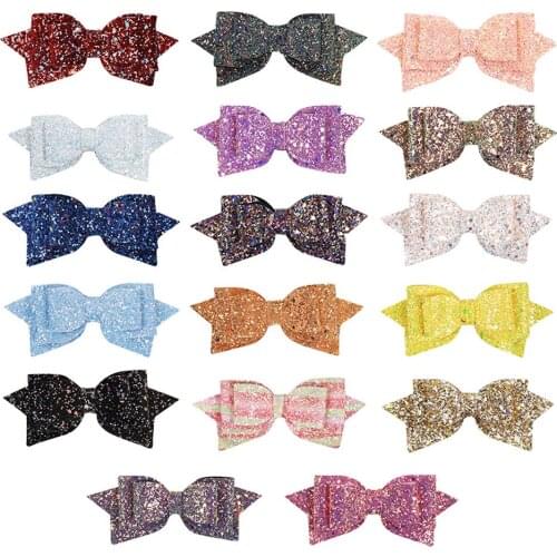 5''17 Colors/Pack Baby Girls Bows Kids Sprinkle Glitter Sequins Bows Baby Girl Hair Accessories Baby Hairpins Dropshipping