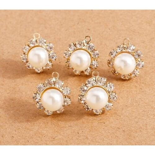 8pcs 13*15mm Crystal Pin Charms Connector for Basic Earrings DIY Handmade Craft Imitation Pearl Charms Jewelry Making Accessory