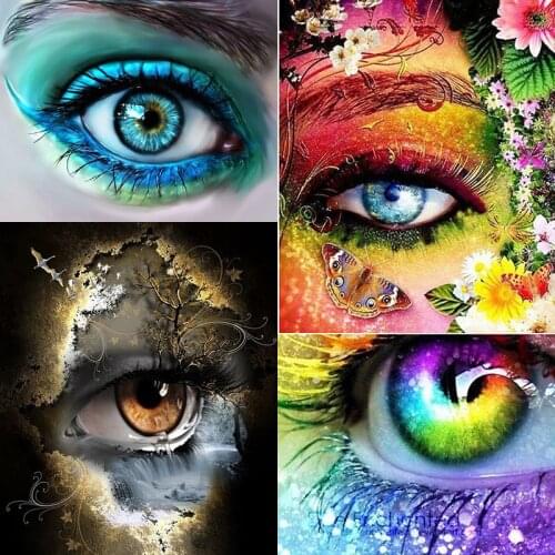 Beautiful Eyes DIY 5D Diamond Painting Full Round or Square Rhinestone Mosaic Diamante Embroidery Cross Stitch Wall Art Gift