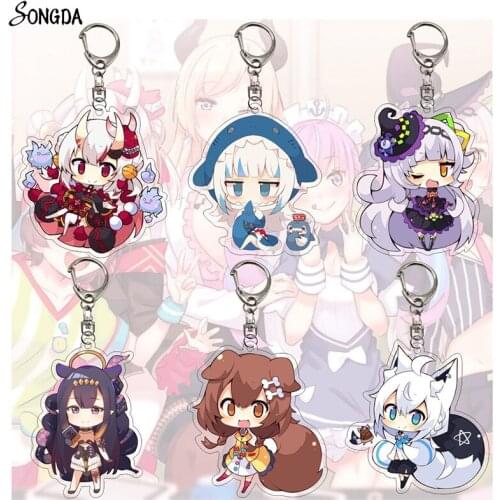 Anime Hololive Vtuber Acrylic Keychain Usada Pekora Uruha Rushia Hosimati Suisei Inugami Korone Cosplay Figures Keyring Jewelry