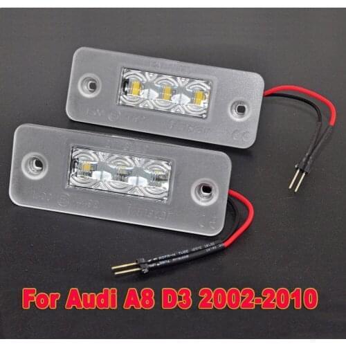 Car LED License Plate Light Number Plate Lamp Bulb for Audi A8 D3 2002 2003 2004 2005 2006 2007 2008 2009 2010 Auto Accessories