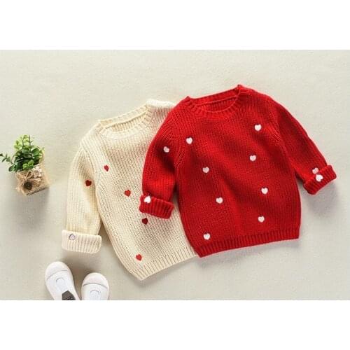 Children autumn and winter clothing version of the childrens thick cotton sweater girls baby fashion love sweater
