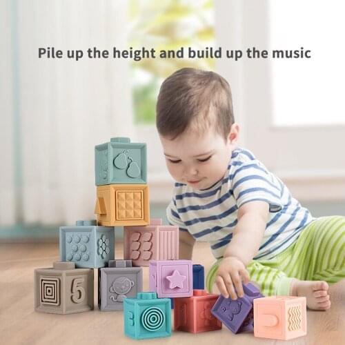 Infant Educational Building Blocks Cognitive Soft Manual Brain DIY Soft Rubber Building Block Toys for Babys Sonic Toy for Kids