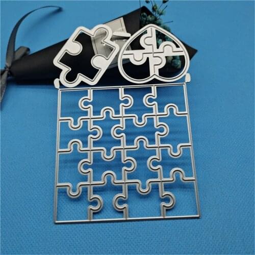 Diy cutting die puzzle checkered flower background metal embossed steel die-cutting paper mold custom etching cutting carving
