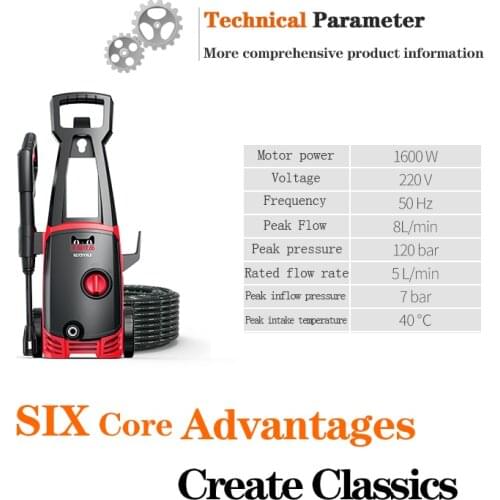 1400W Electric Washing Machine Automatic Spray Gun Washing Machine Household 220V Portable Hose High Pressure